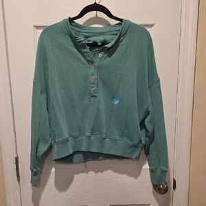 American Eagle Green Button-Up Sweatshirt